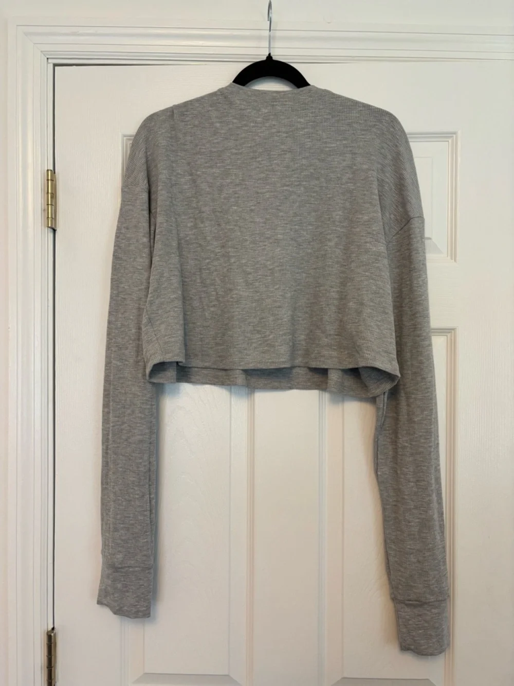 ÉTERNE Cropped Thermal Henley Top Heather Grey Size Large Great Condition - Picture 5 of 6